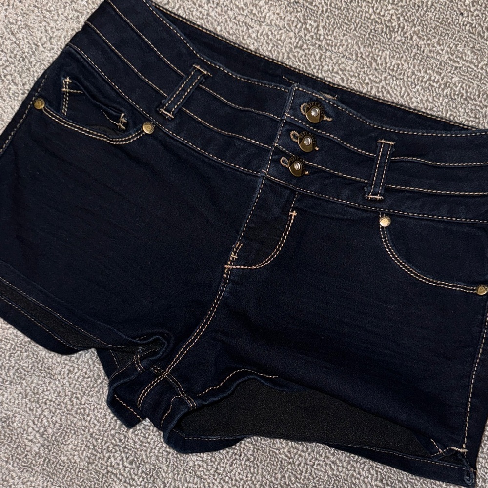 Dark Navy Blue Stretchy Denim Shorts
